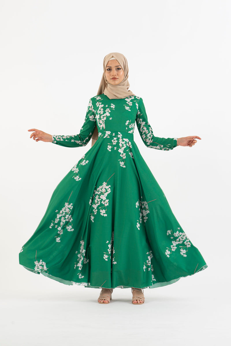 Cadmium green long dress - Modest Dresses, Abaya, Long Sleeve dress!