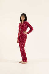 Catchy Women’s sleep set long sleeve button top 2 pieces Pajamas-27