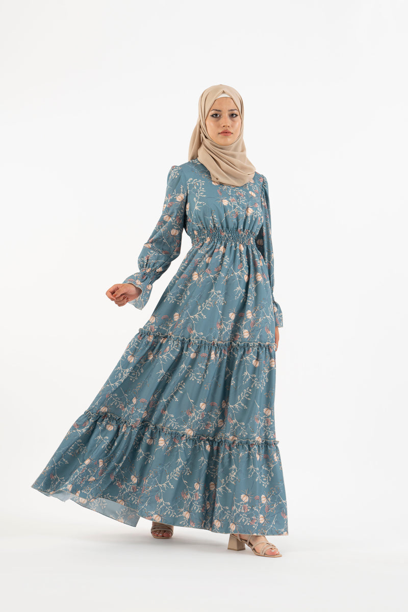 Alameda floral, Women's Modest Dress, abaya, long sleeve maxi dress
