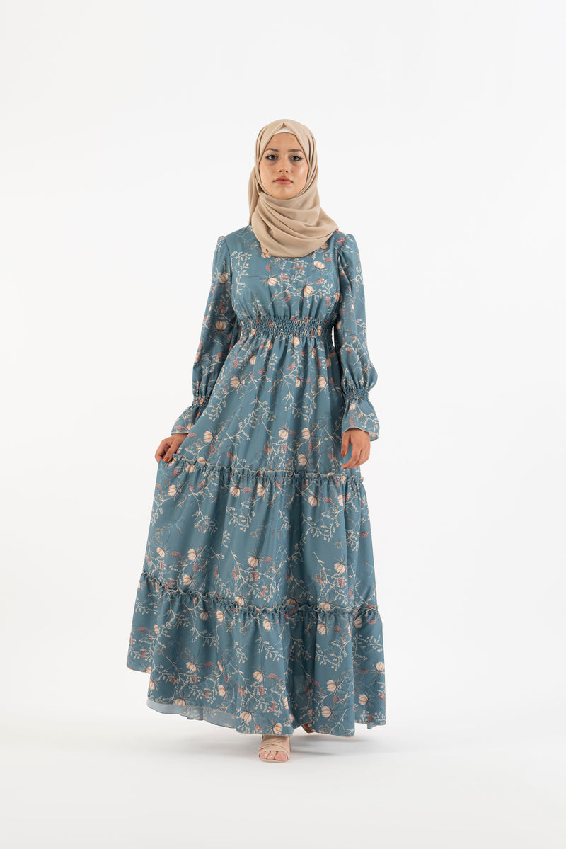 Alameda floral, Women's Modest Dress, abaya, long sleeve maxi dress
