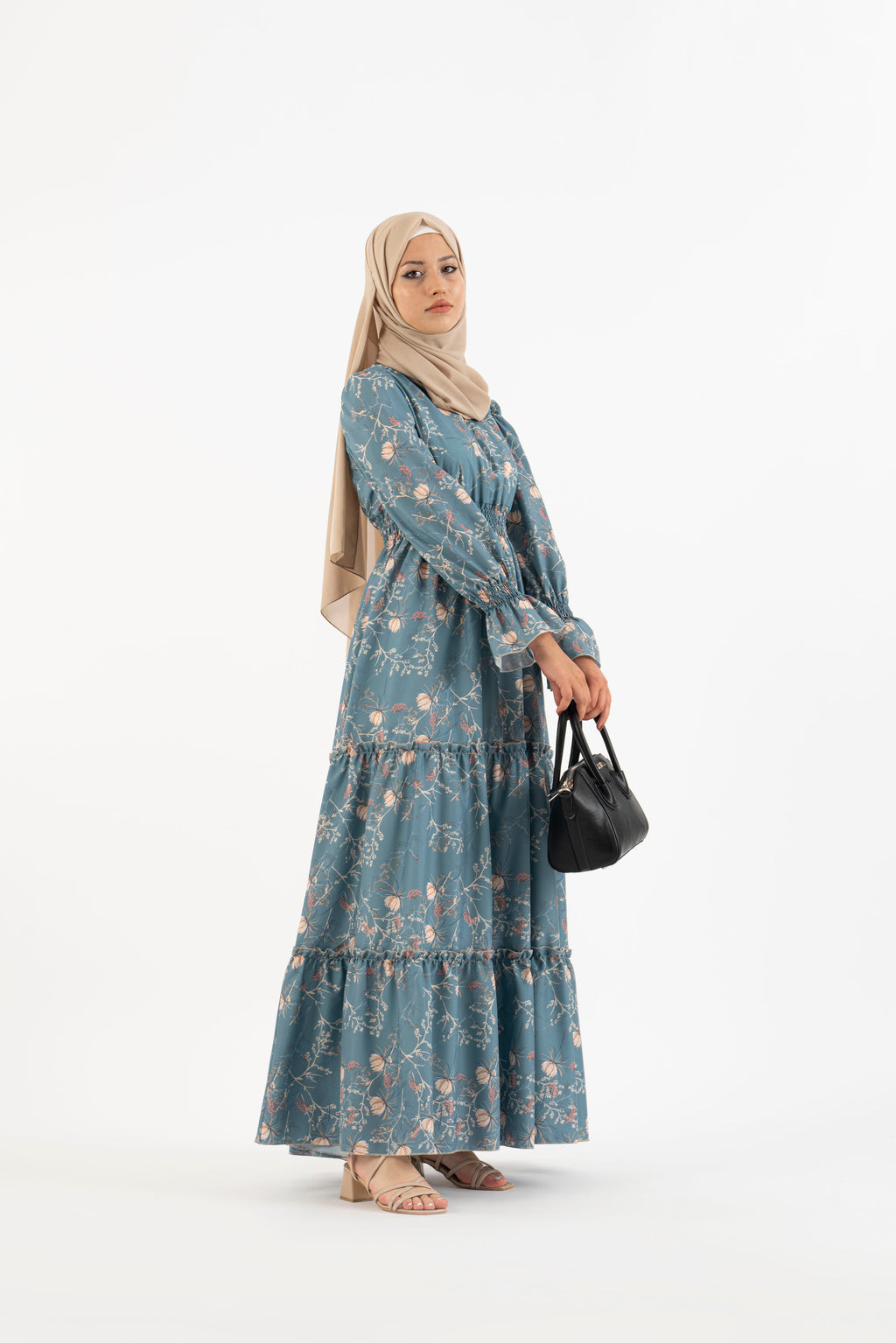 Alameda floral, Women's Modest Dress, abaya, long sleeve maxi dress