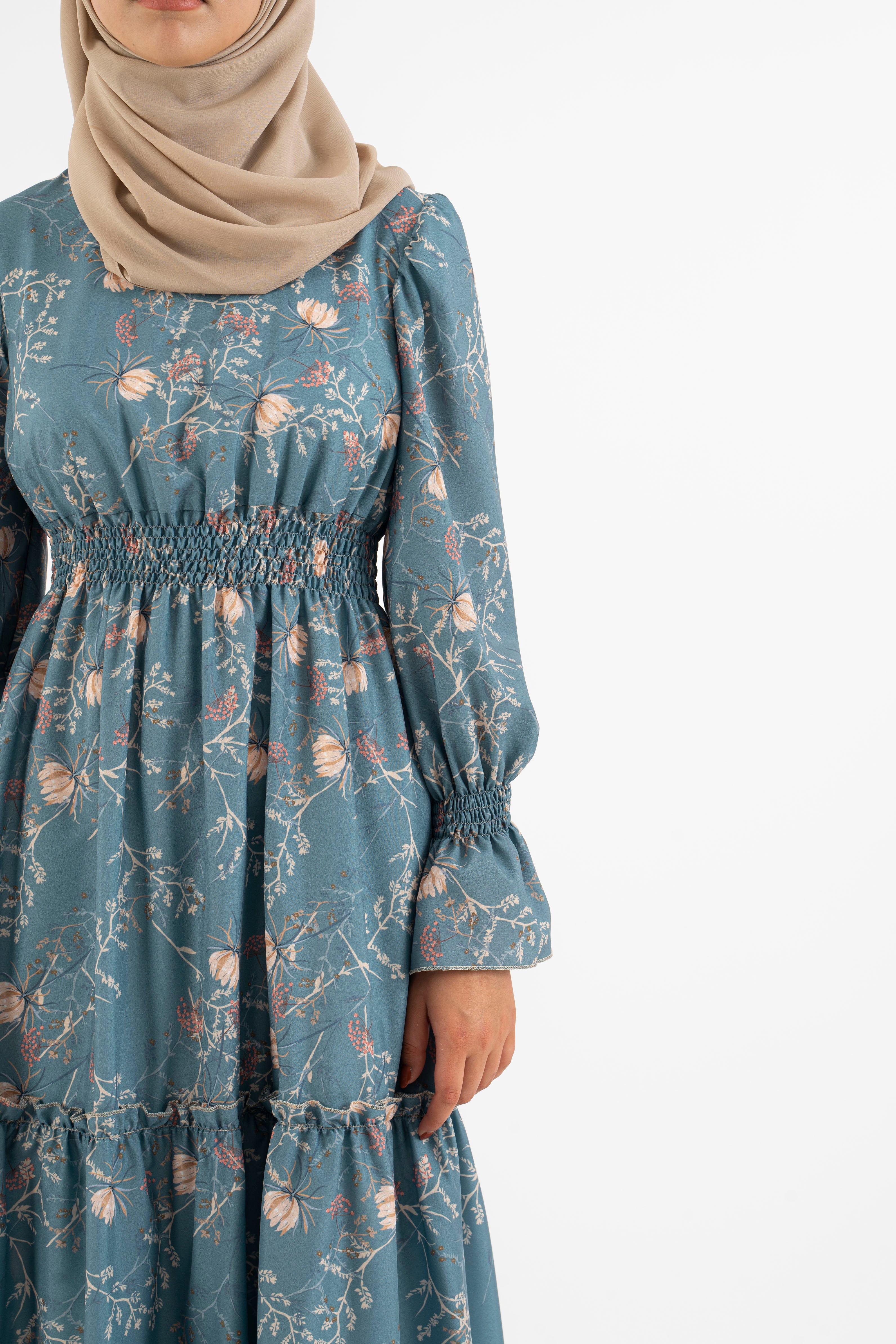 Alameda floral, Women's Modest Dress, abaya, long sleeve maxi dress