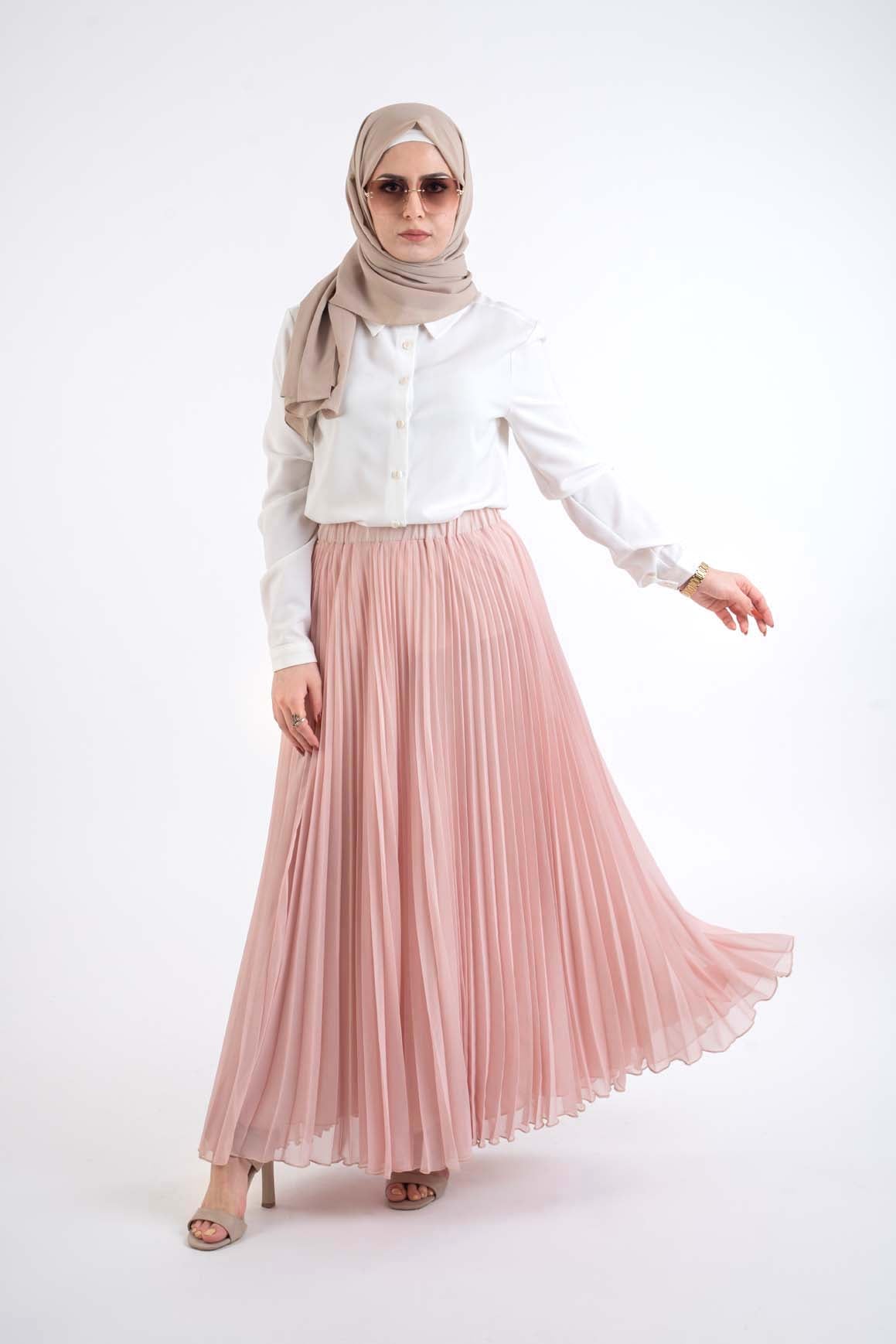 pink pleat skirt - Modest Dresses, Abaya, Long Sleeve dress!