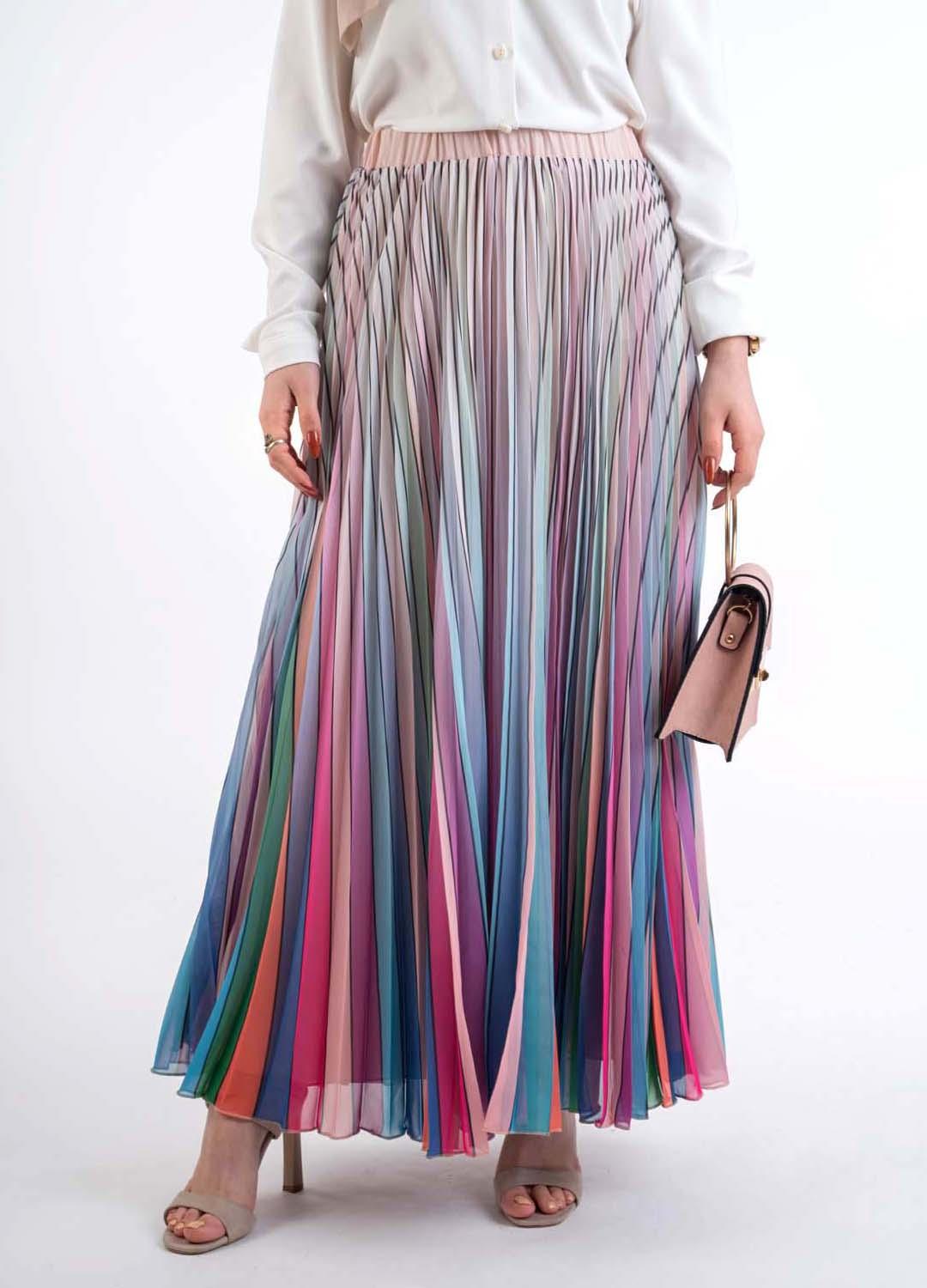 Multicolor pleat Skirt - Modest Dresses, Abaya, Long Sleeve dress!
