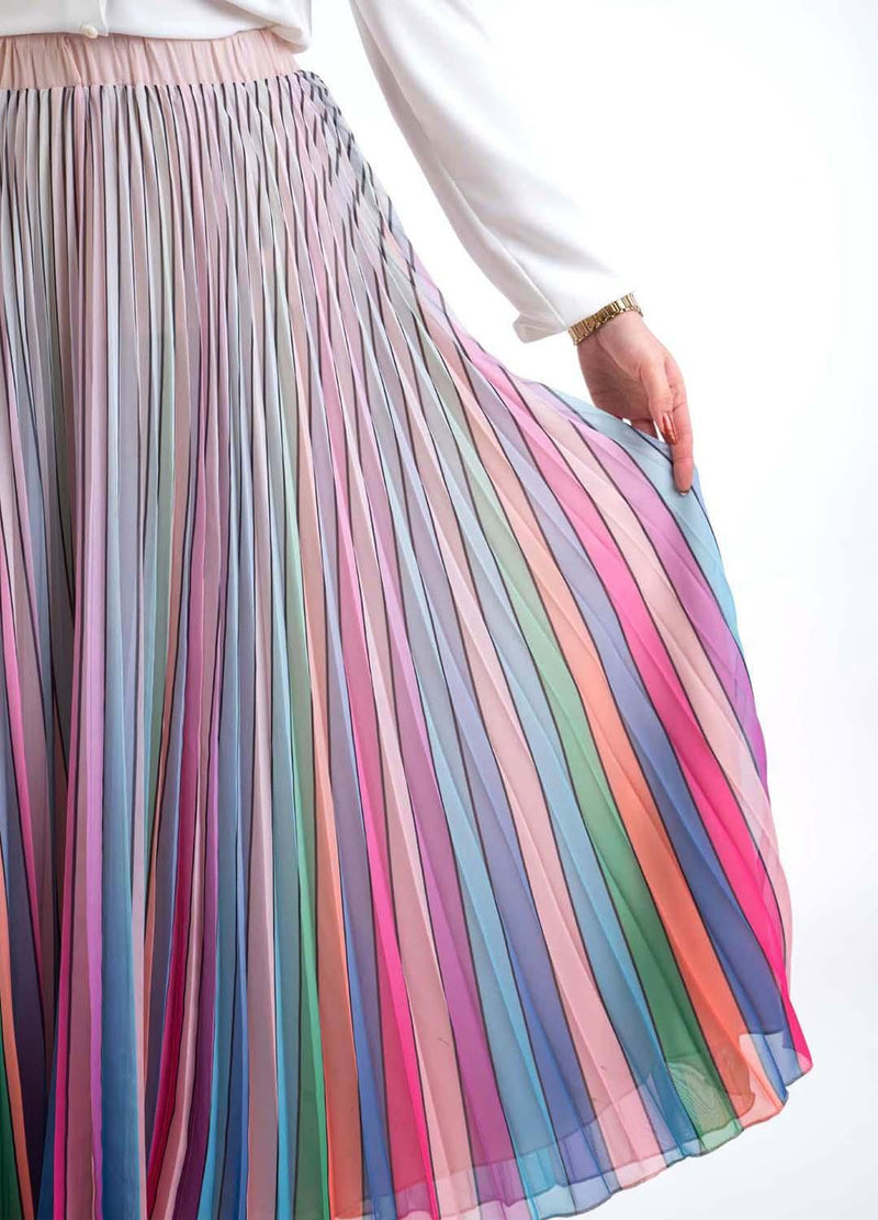 Multicolor pleat Skirt - Modest Dresses, Abaya, Long Sleeve dress!