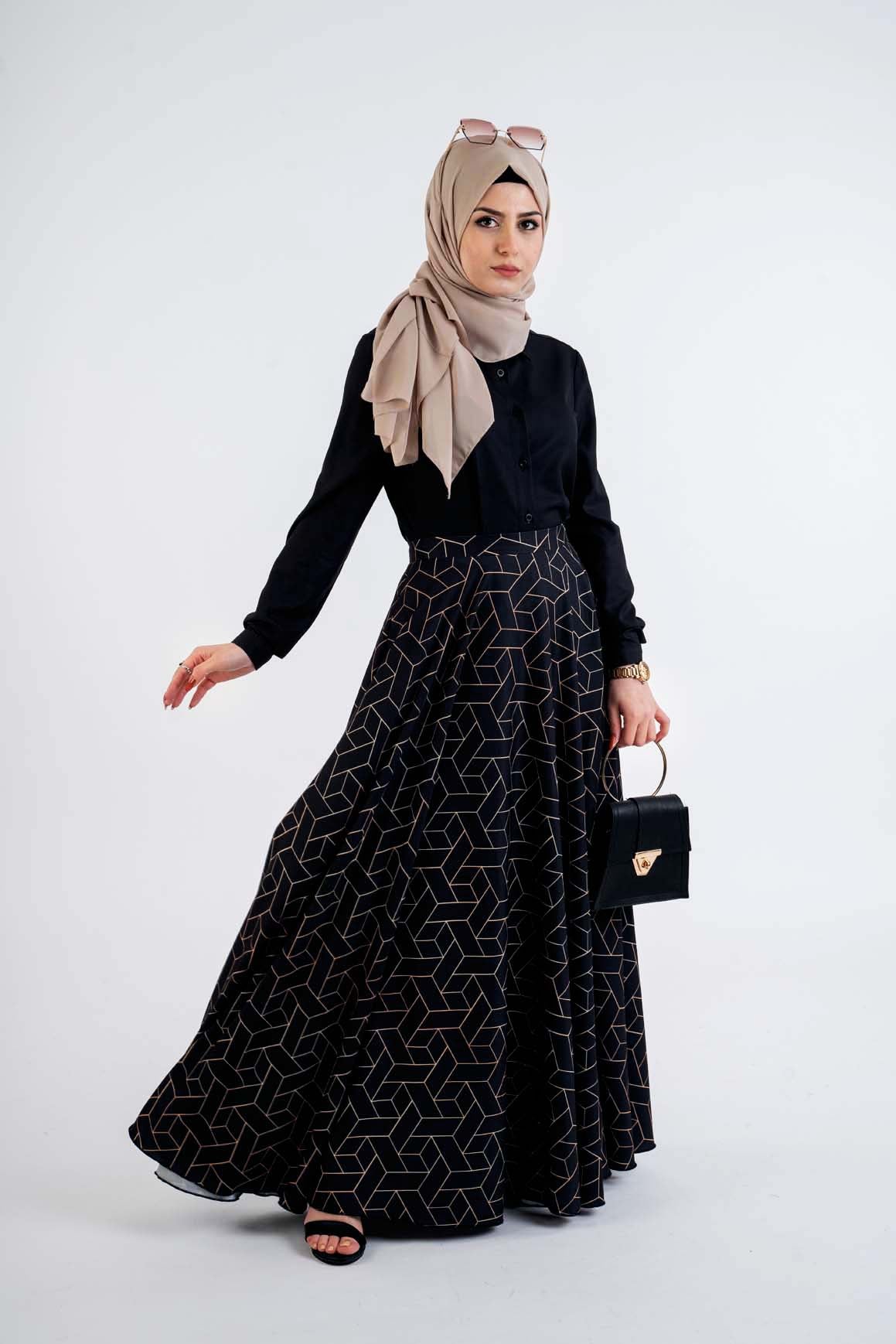 Geometric Print skirt - Modest Dresses, Abaya, Long Sleeve dress!