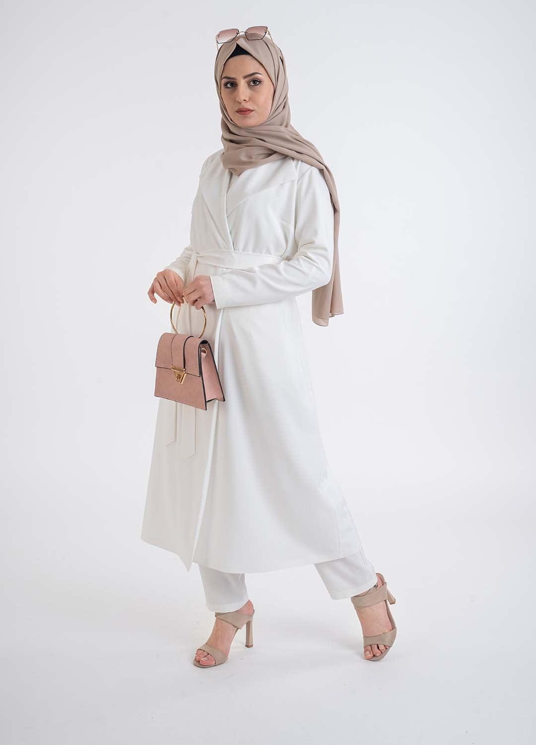 Nova white suit- Modest Dresses, Abaya, Long Sleeve dress!