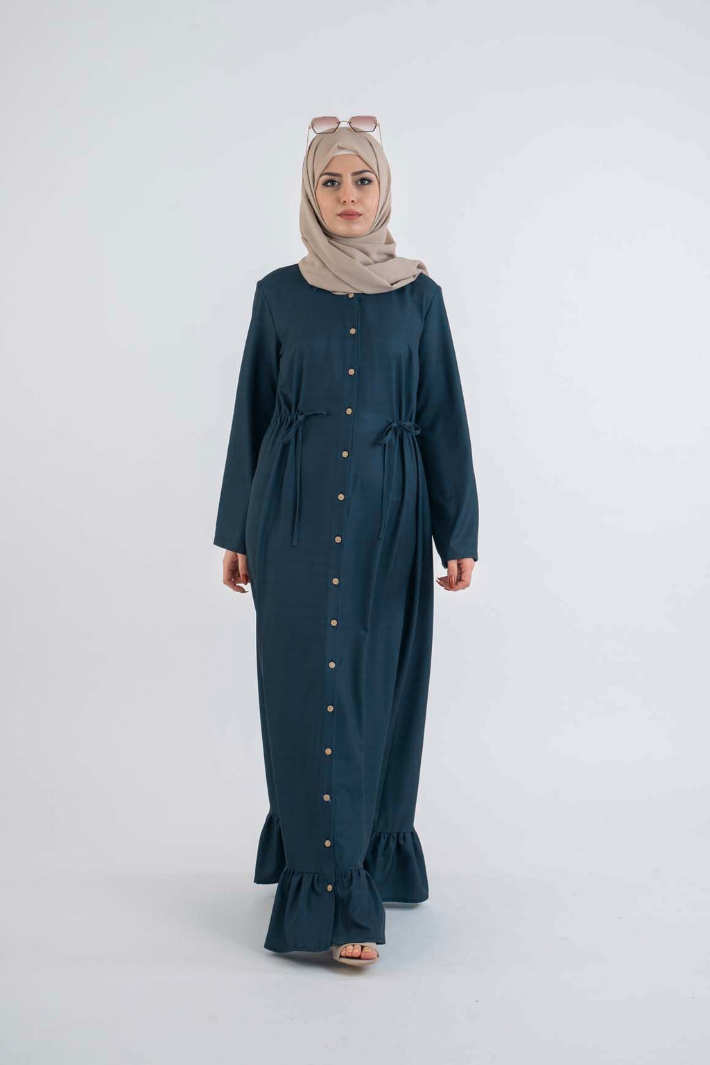 Dark blue shirt dress Modest Dresses Abaya Long Sleeve dress