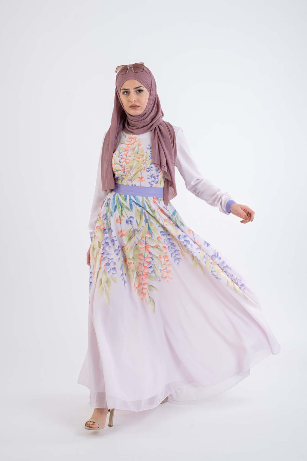 long sleeve lilac dress WEDTREND Women Lilac Formal Dress with Slit Tulle A-Line Long Sleeves Party Dress, Lilac / M