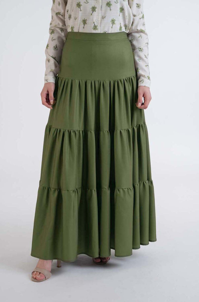 Fontelli khaki Skirt - Modest Dresses, Abaya, Long Sleeve dress!