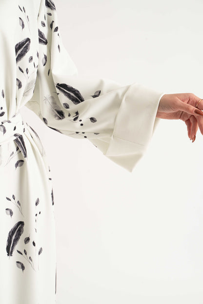 GHAZAL white Abaya- Modest Dresses, Abaya,Maxi, Long Sleeve dress!