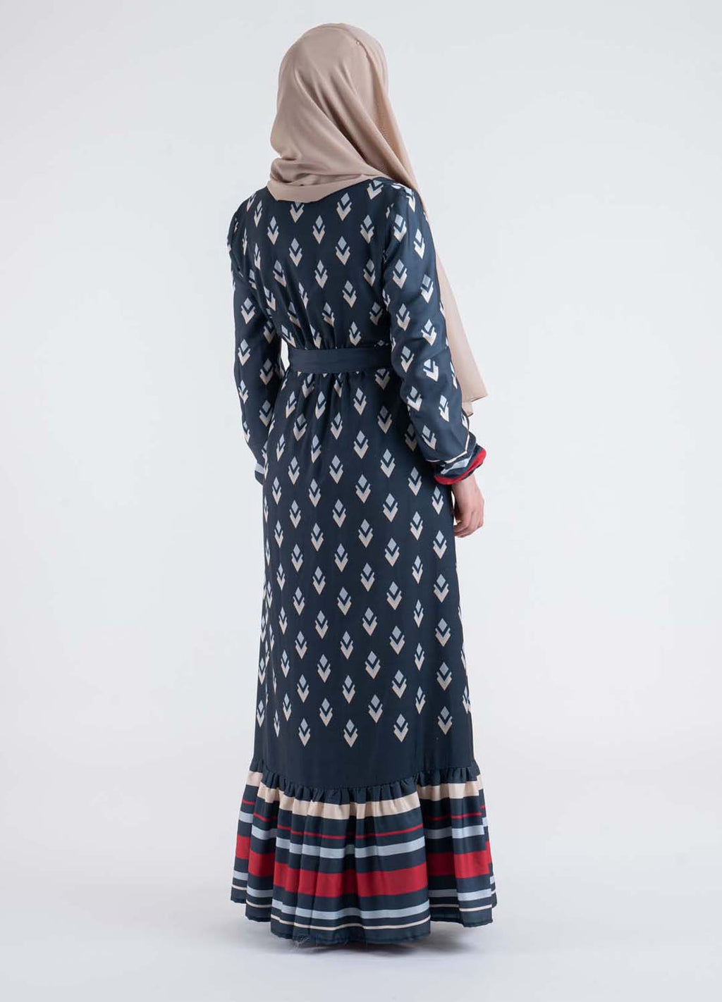 Geometric print shirt dress-Modest Dresses, Abaya, Long Sleeve dress!