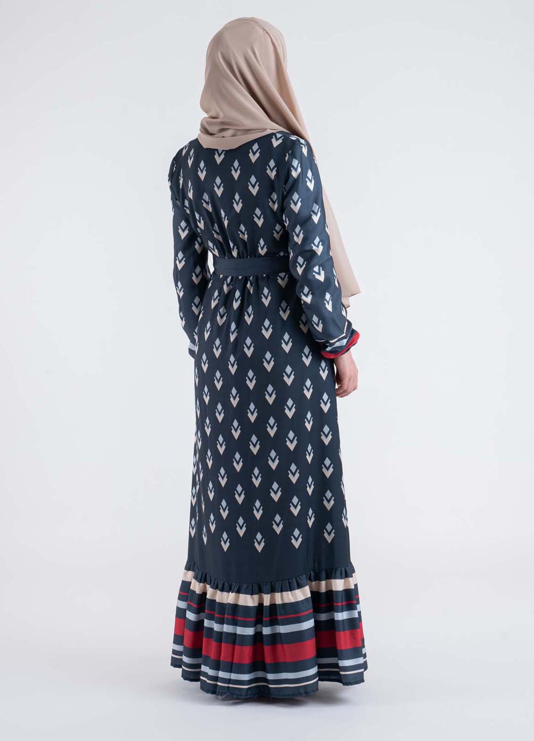 Geometric print shirt dress-Modest Dresses, Abaya, Long Sleeve dress!