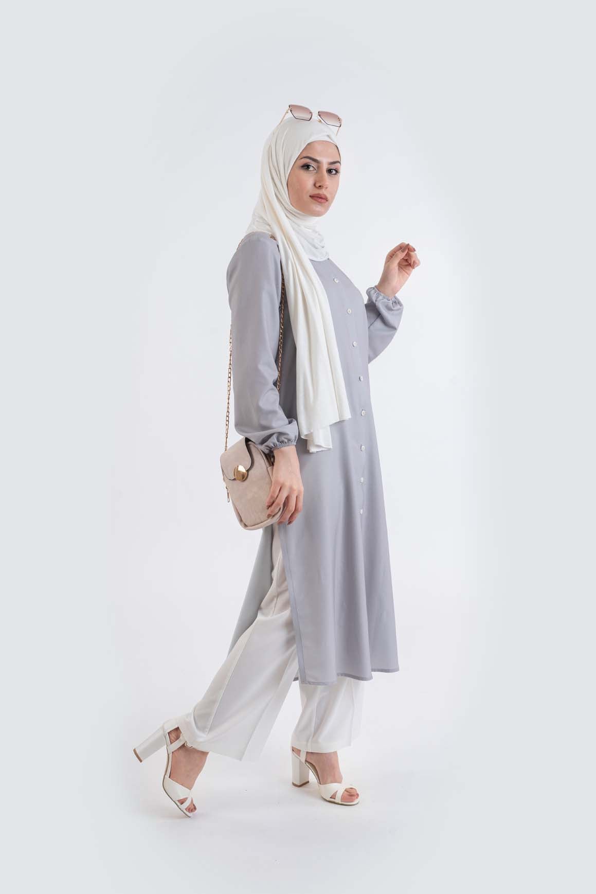 Gray Maxi shirt - Modest Dresses, Abaya, Long Sleeve dress!