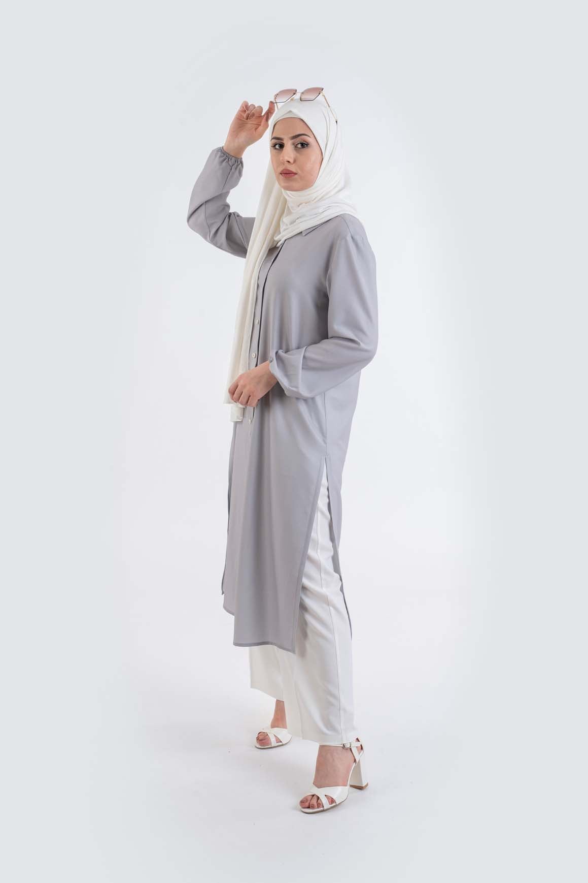 Gray Maxi shirt - Modest Dresses, Abaya, Long Sleeve dress!