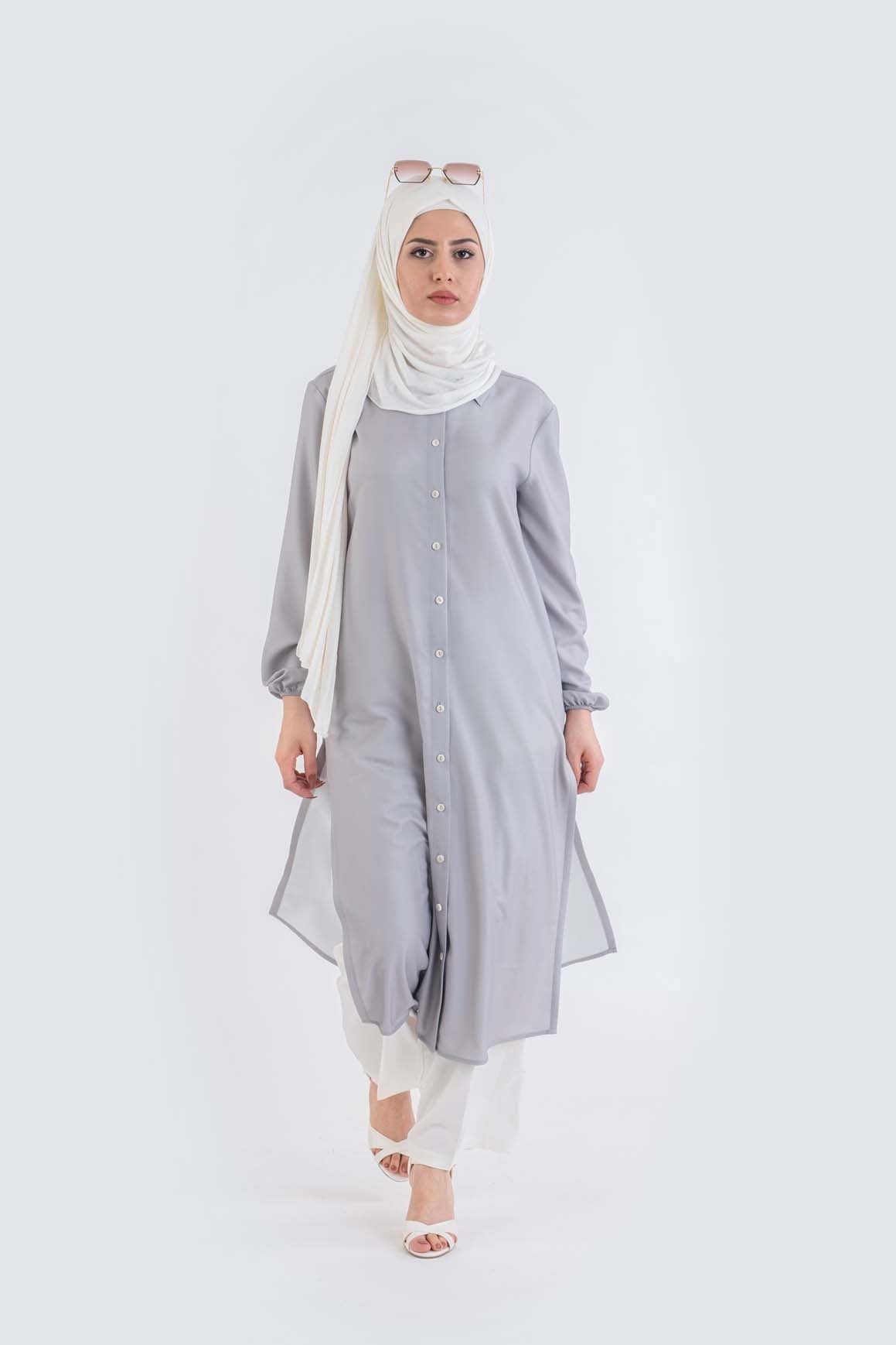 Gray Maxi shirt - Modest Dresses, Abaya, Long Sleeve dress!