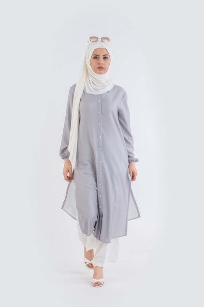 Gray Maxi shirt - Modest Dresses, Abaya, Long Sleeve dress!