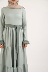 Green Shades Pleat Dress - Modest Dresses, Abaya, Long Sleeve dress!