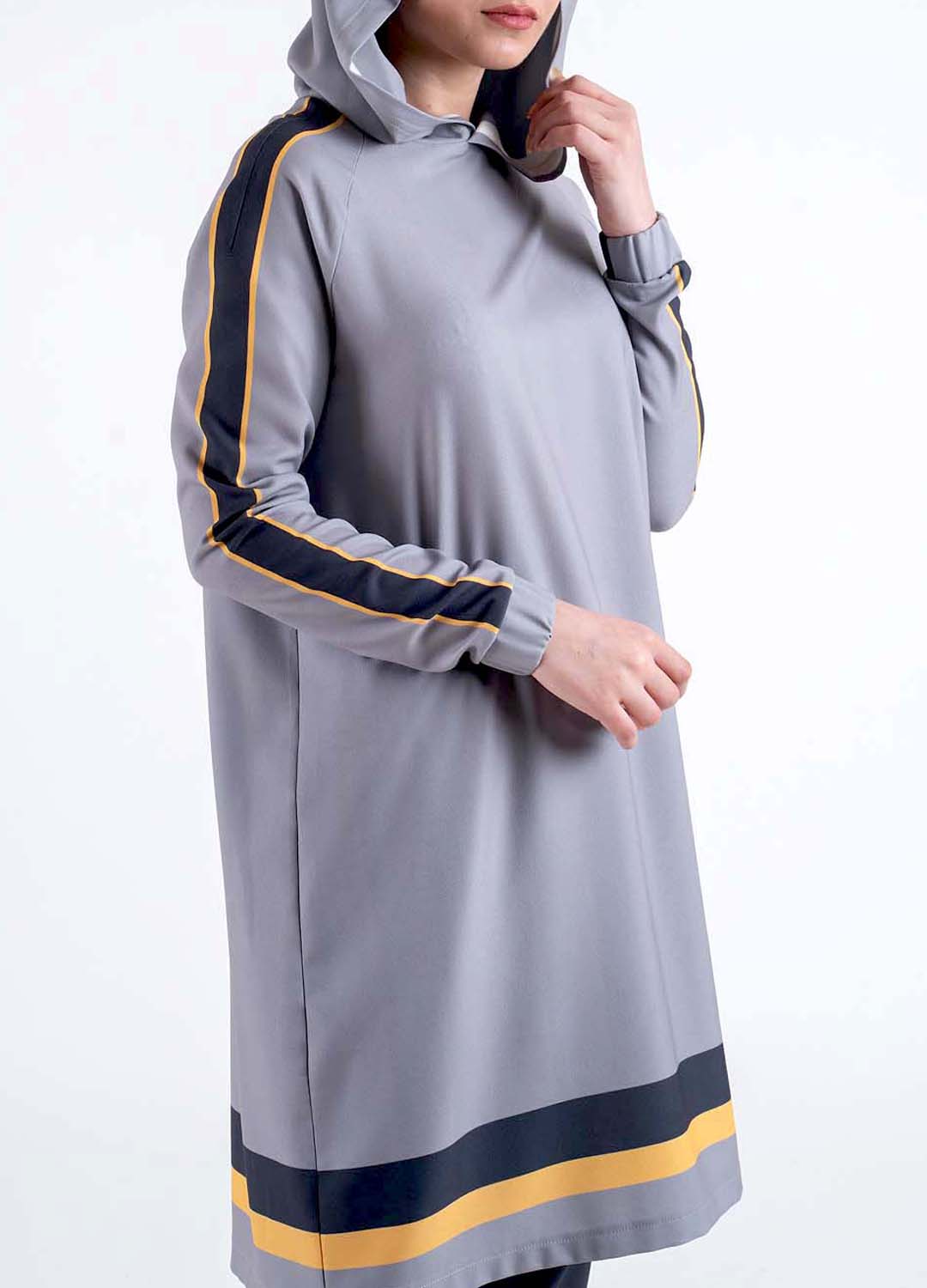 Grey HOODED Sport Suit - Modest Dresses, Abaya, Long Sleeve dress!