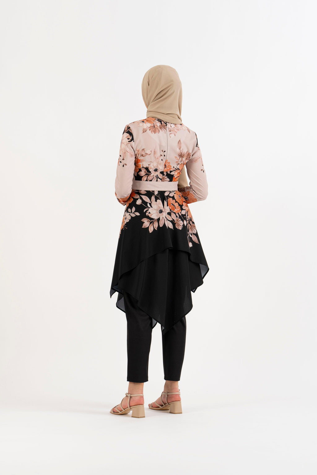 Ivory black floral tunic - Modest Dresses, Abaya, Long Sleeve dress!