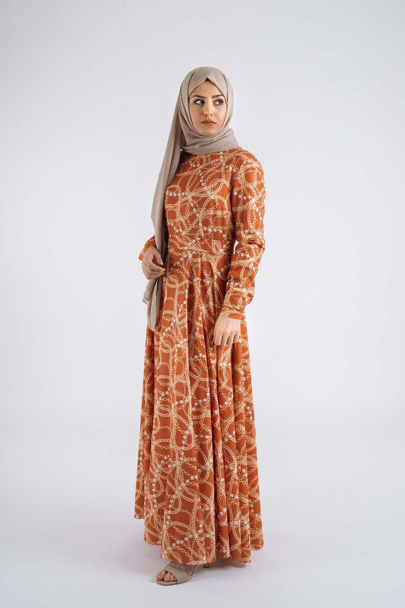 LADIES CHAIN PRINT- Modest Dresses, Abaya, Long Sleeve dress!