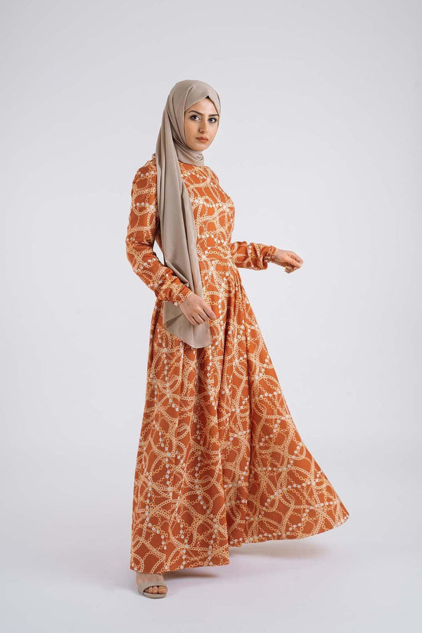 LADIES CHAIN PRINT- Modest Dresses, Abaya, Long Sleeve dress!