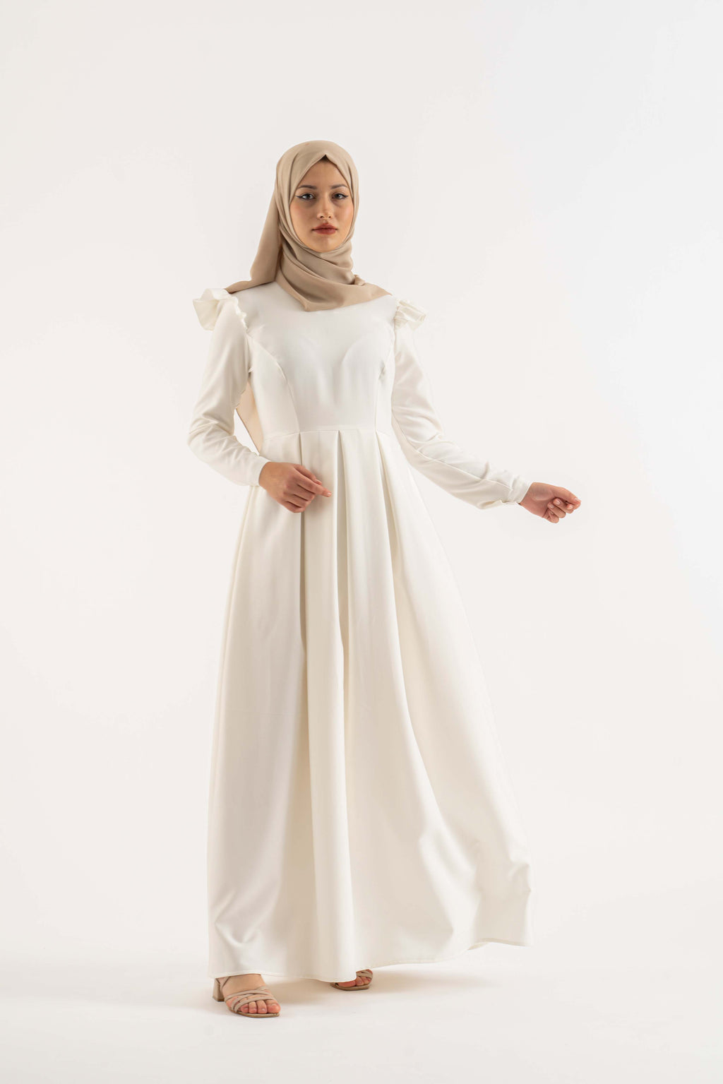Manessa White Modest dress Modest Dresses, Abaya, Long Sleeve dress!