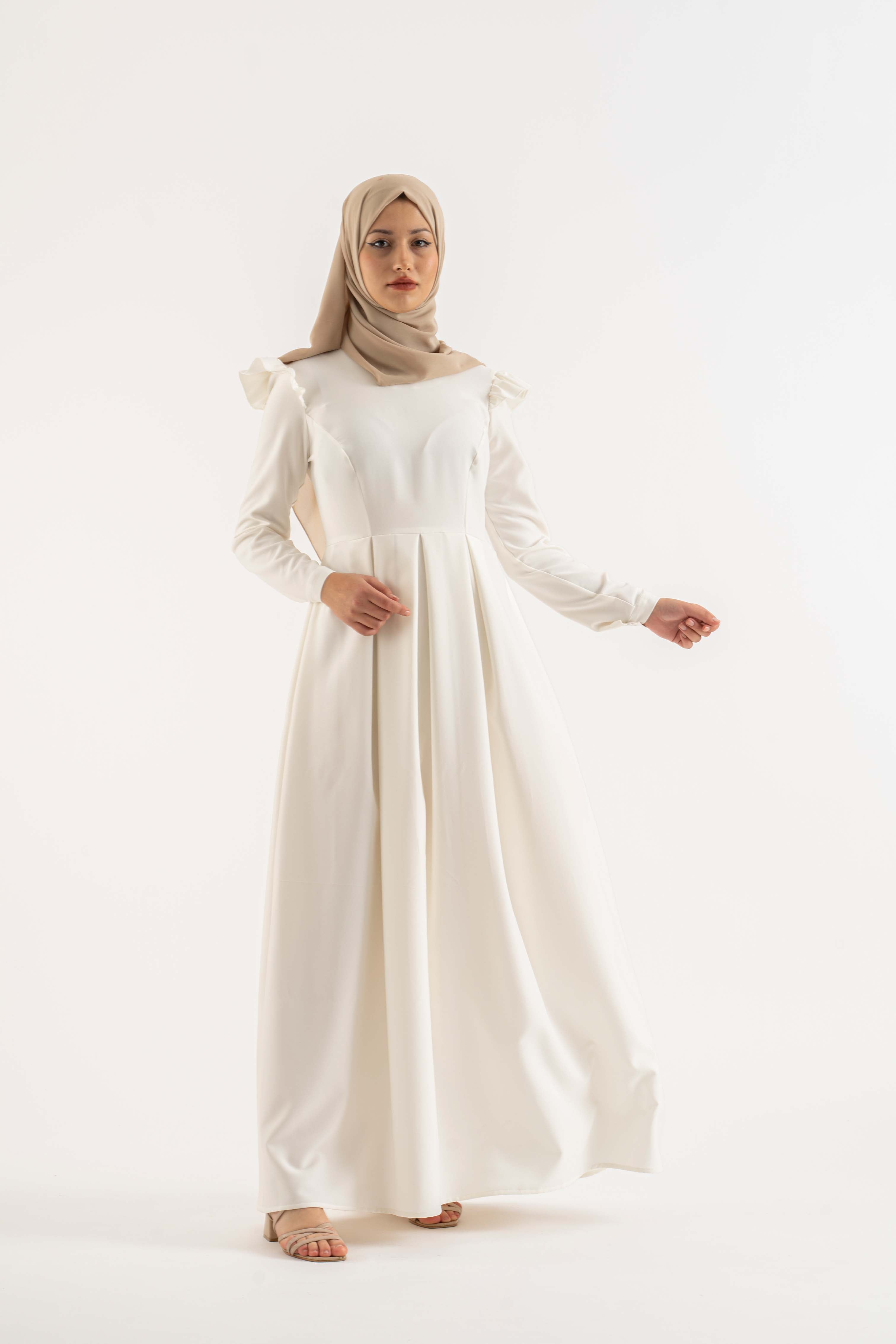 Manessa White Modest dress Modest Dresses, Abaya, Long Sleeve dress!