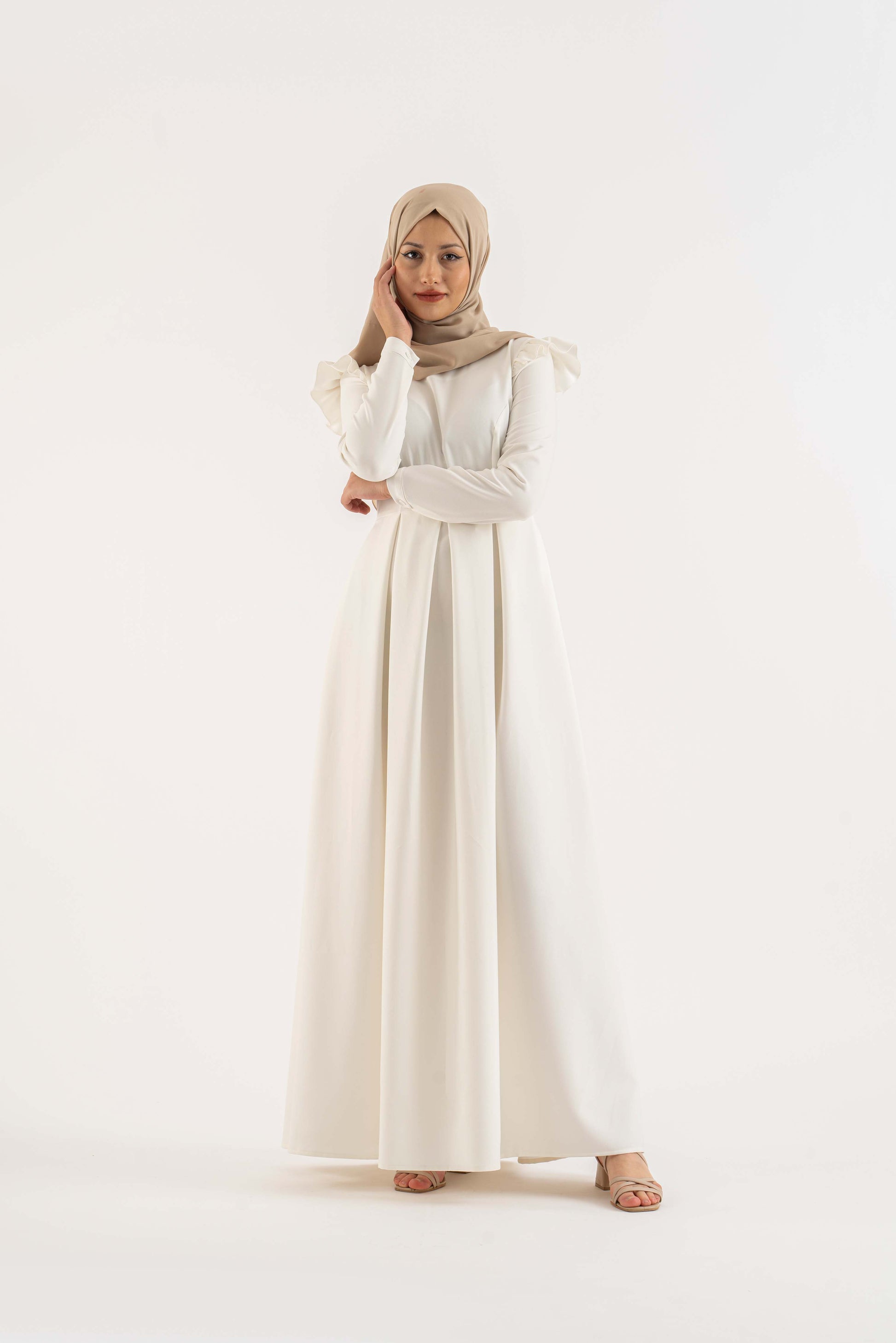 Manessa White Modest dress Modest Dresses, Abaya, Long Sleeve dress!