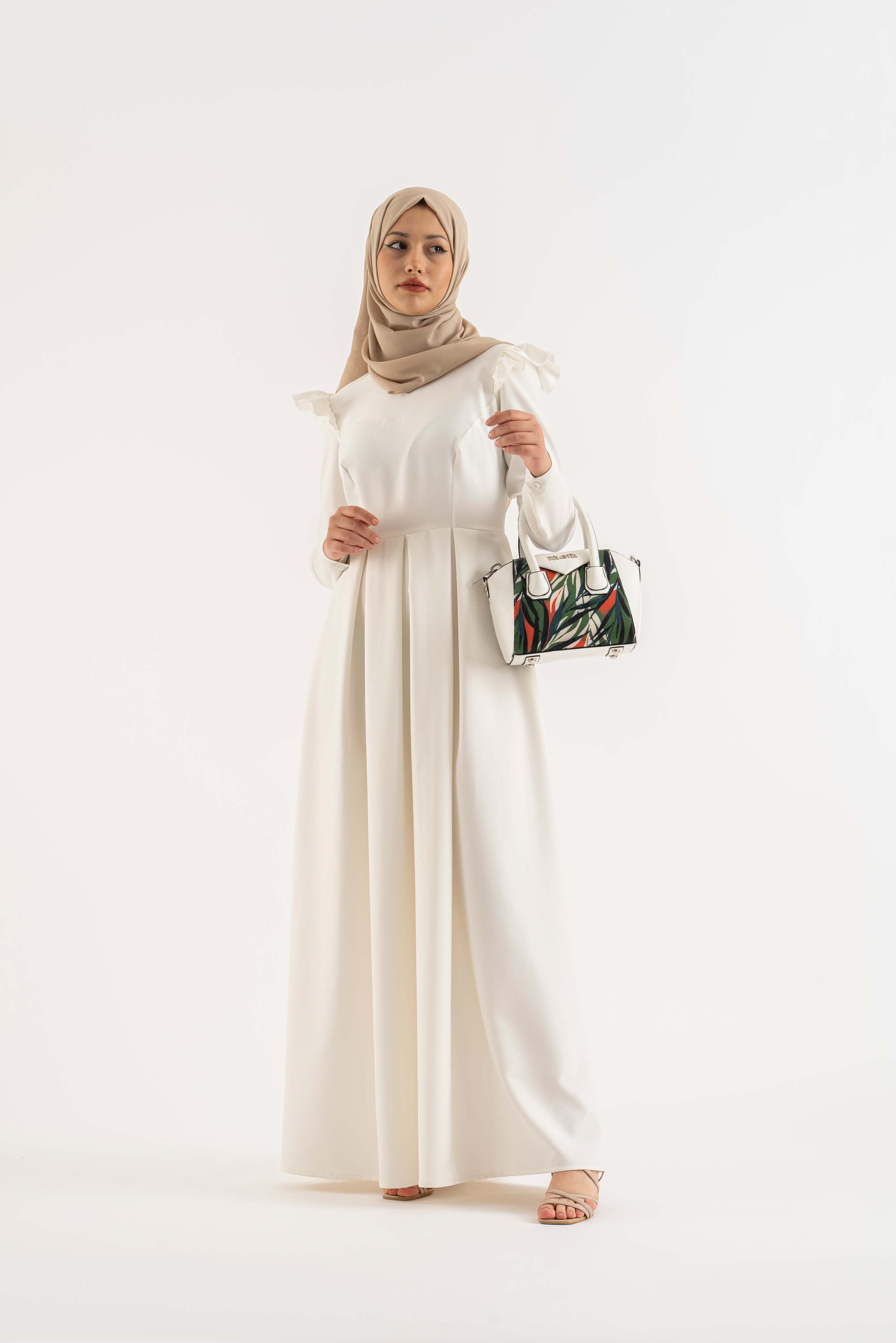 Manessa White Modest dress Modest Dresses, Abaya, Long Sleeve dress!