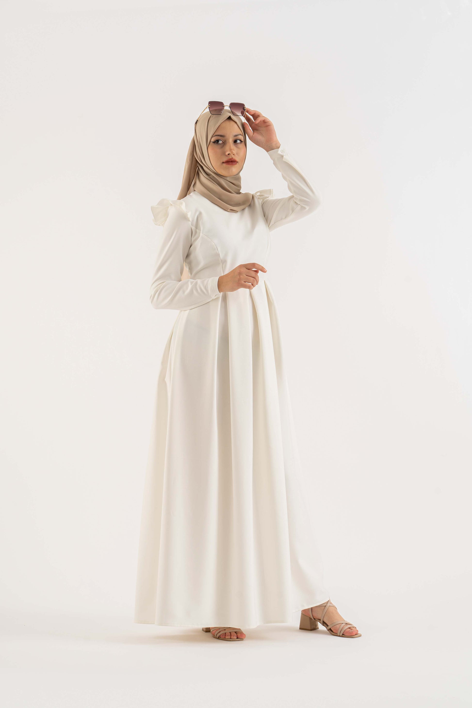 Manessa White Modest dress Modest Dresses, Abaya, Long Sleeve dress!