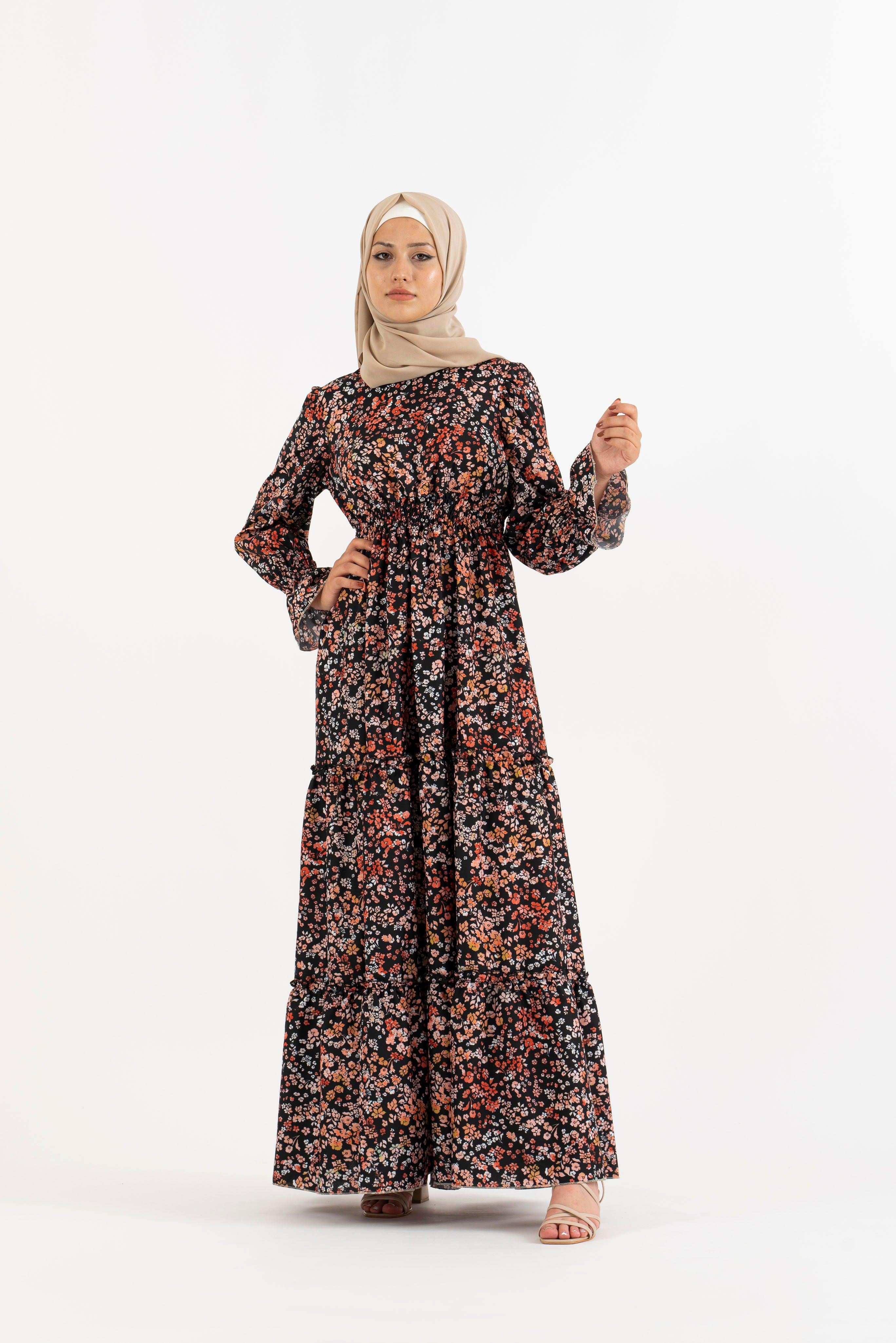 Alameda floral, Women's Modest Dress, abaya, long sleeve maxi dress! 