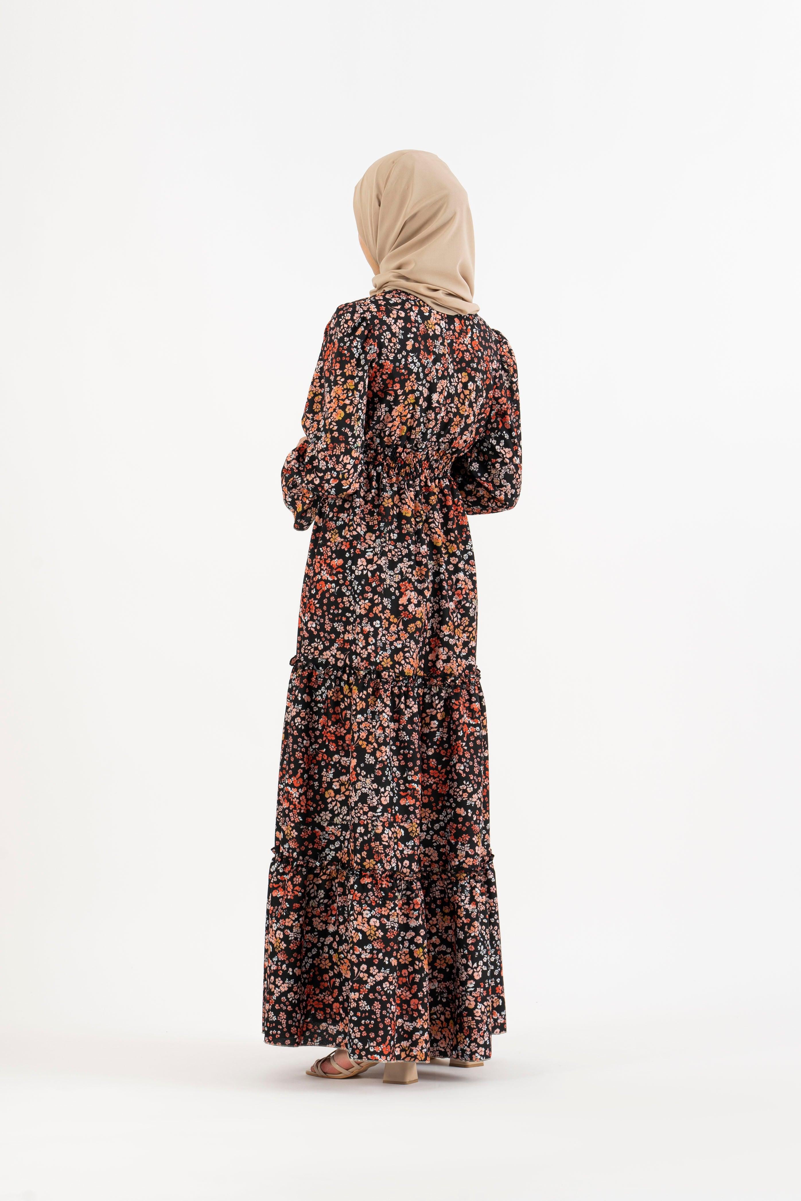 Alameda floral, Women's Modest Dress, abaya, long sleeve maxi dress! 