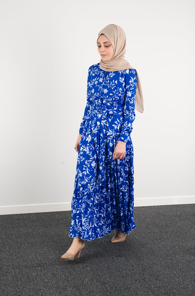 Navy Pleat dress - Modest Dresses, Abaya, Long Sleeve dress!