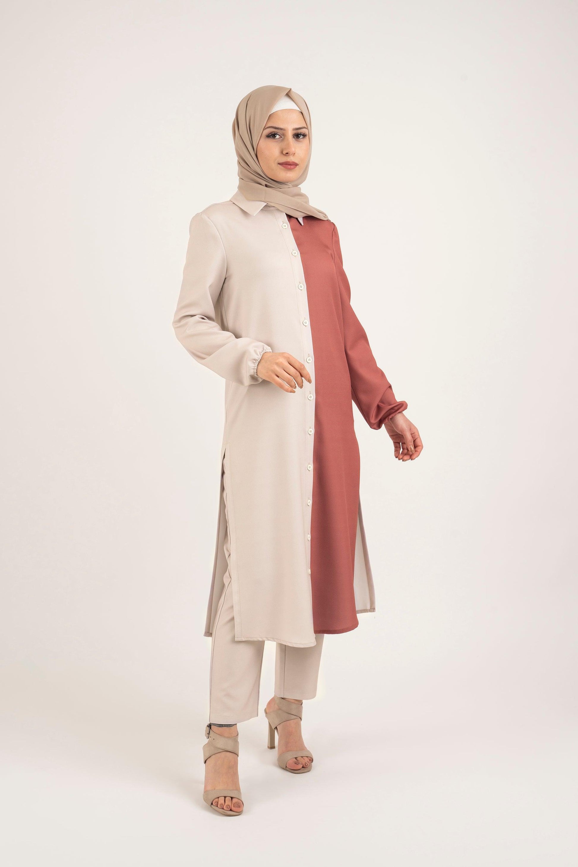 Nutmeg Cream Shirt Dress - Modest Dresses, Abaya, Long Sleeve dress!