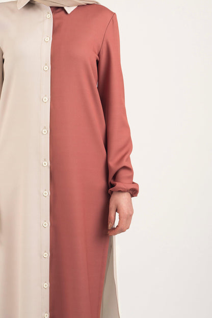 Nutmeg Cream Shirt Dress - Modest Dresses, Abaya, Long Sleeve dress!