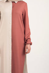 Nutmeg Cream Shirt Dress - Modest Dresses, Abaya, Long Sleeve dress!