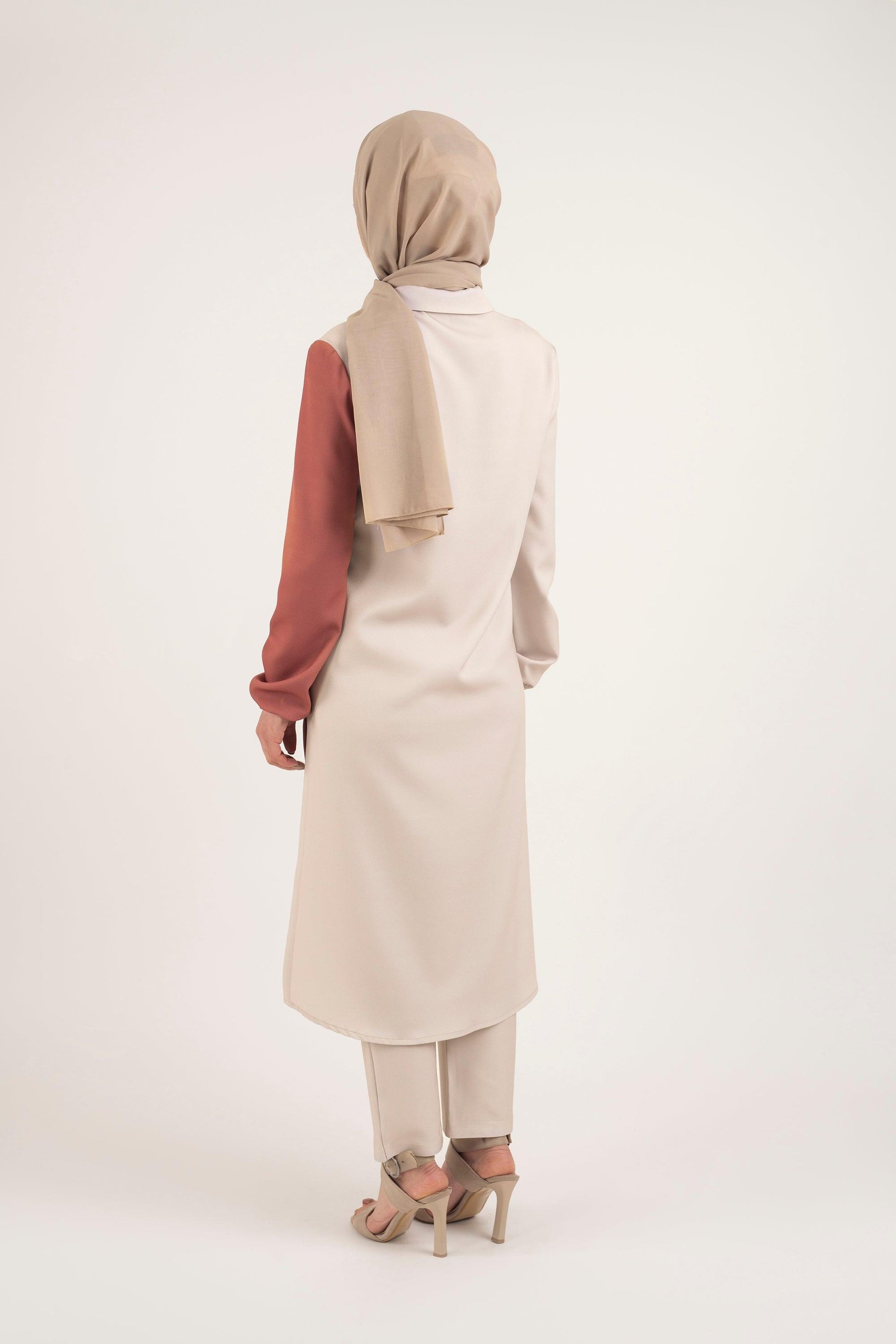 Nutmeg Cream Shirt Dress - Modest Dresses, Abaya, Long Sleeve dress!