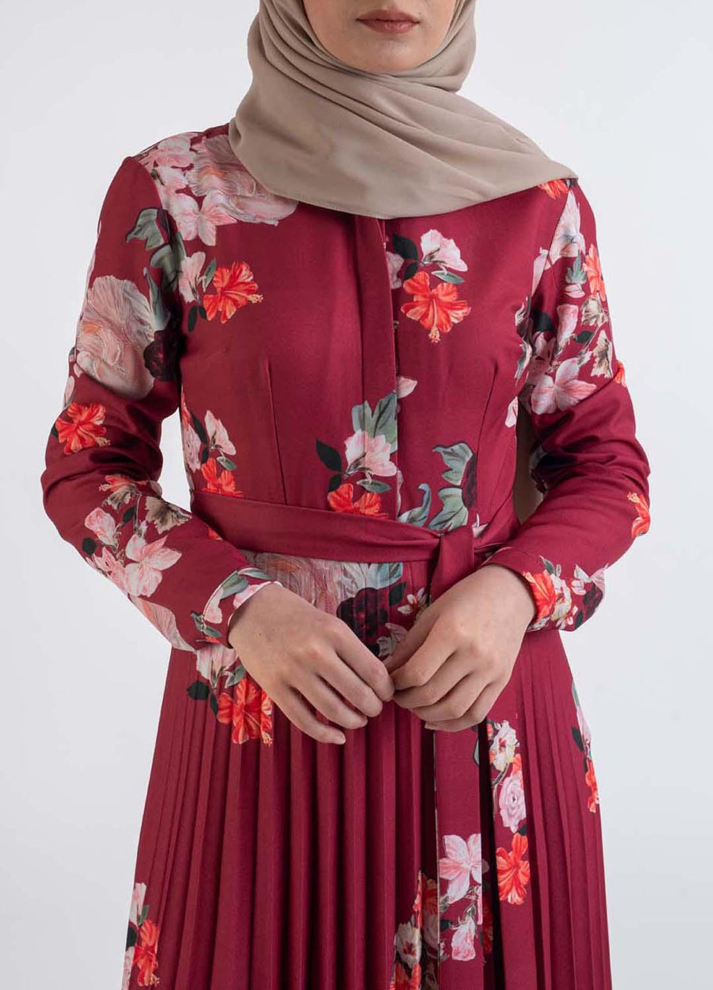 Palmaria floral pleat dress-Modesty Fashion