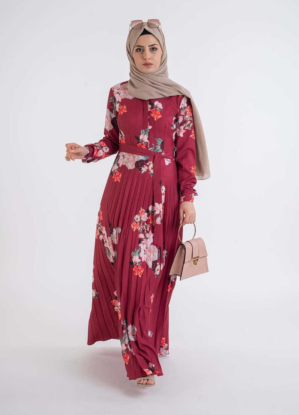 Palmaria floral pleat dress-Modesty Fashion