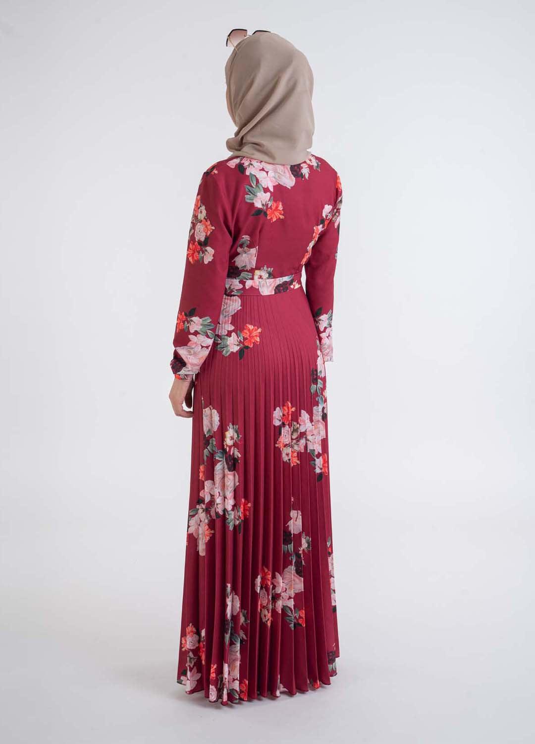 Palmaria floral pleat dress-Modesty Fashion