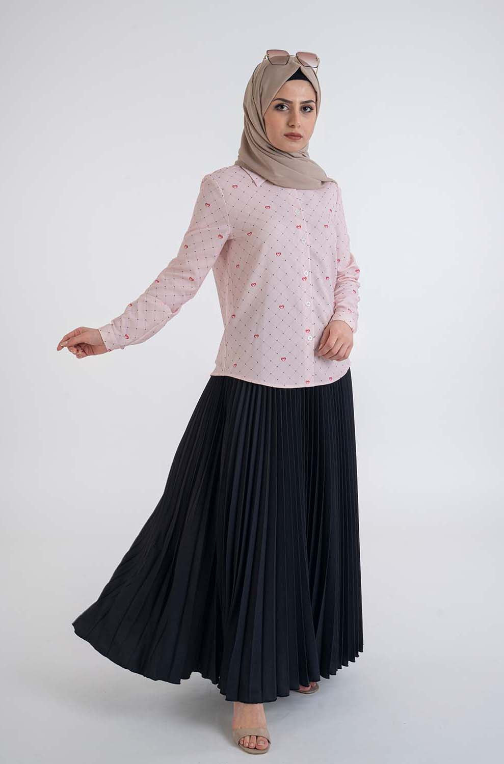 Pink hearted Shirt - Modest Dresses, Abaya, Long Sleeve dress!