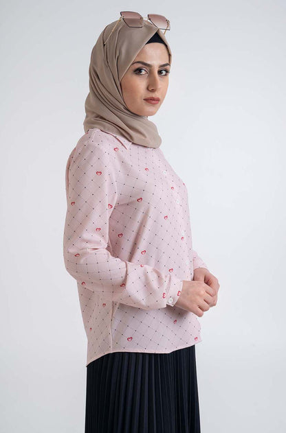 Pink hearted Shirt - Modest Dresses, Abaya, Long Sleeve dress!