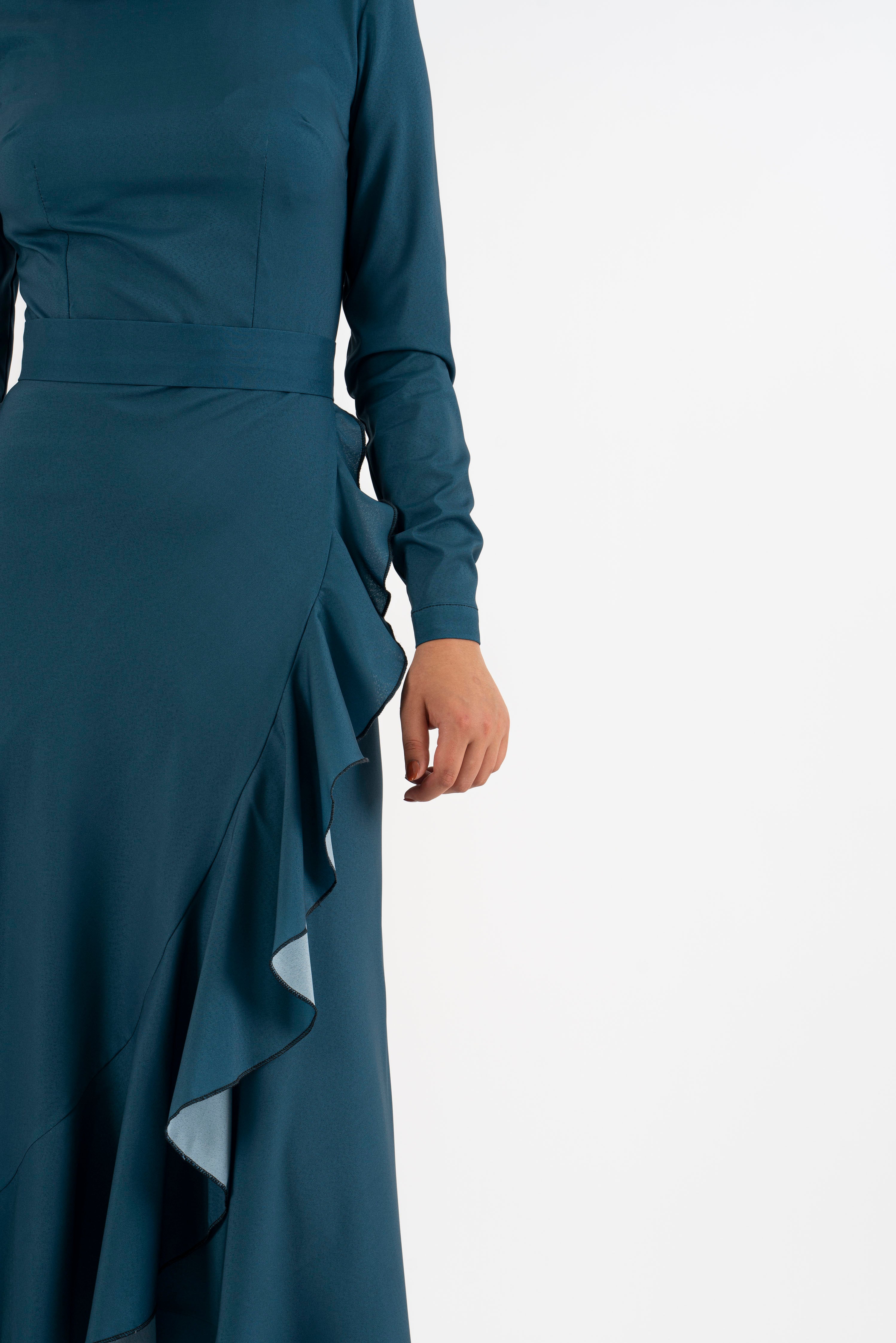 Prussian blue long dress - Modest Dresses, Abaya, Long Sleeve dress!