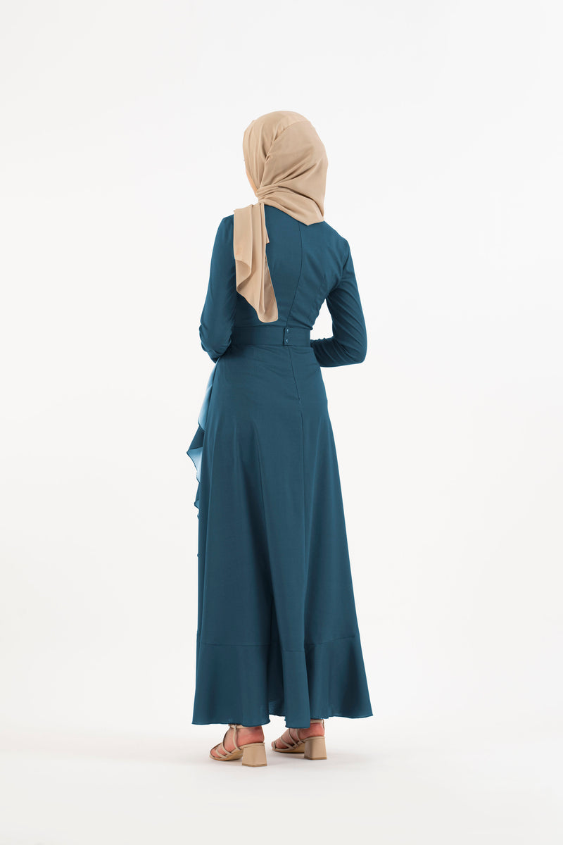 Prussian blue long dress - Modest Dresses, Abaya, Long Sleeve dress!