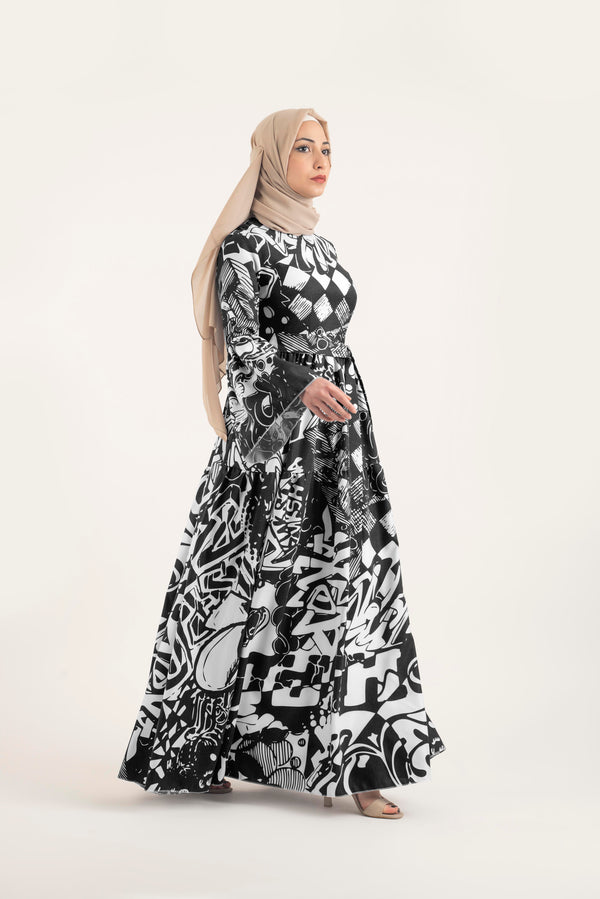 Royal Pattern Dress - Modest Dresses, Abaya, Long Sleeve dress!