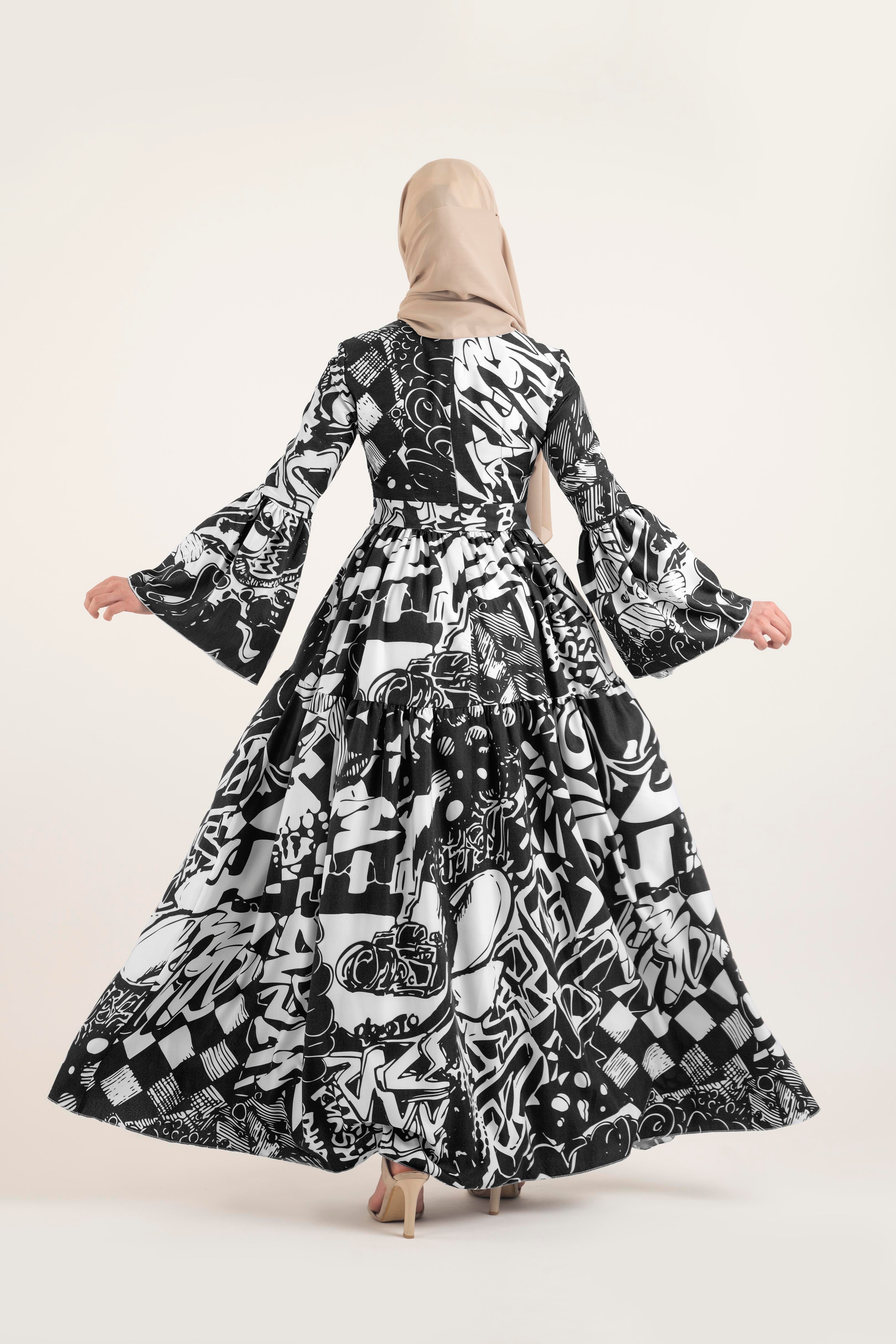 Royal Pattern Dress - Modest Dresses, Abaya, Long Sleeve dress!