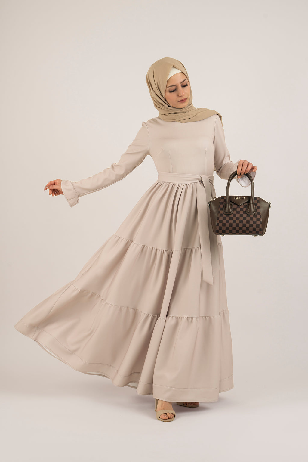 Walnut Pleat Dress - Modest Dresses, Abaya, Long Sleeve dress! US6 Walnut Pleat Dress - Modest Dresses, Abaya, Long Sleeve dress! US6
