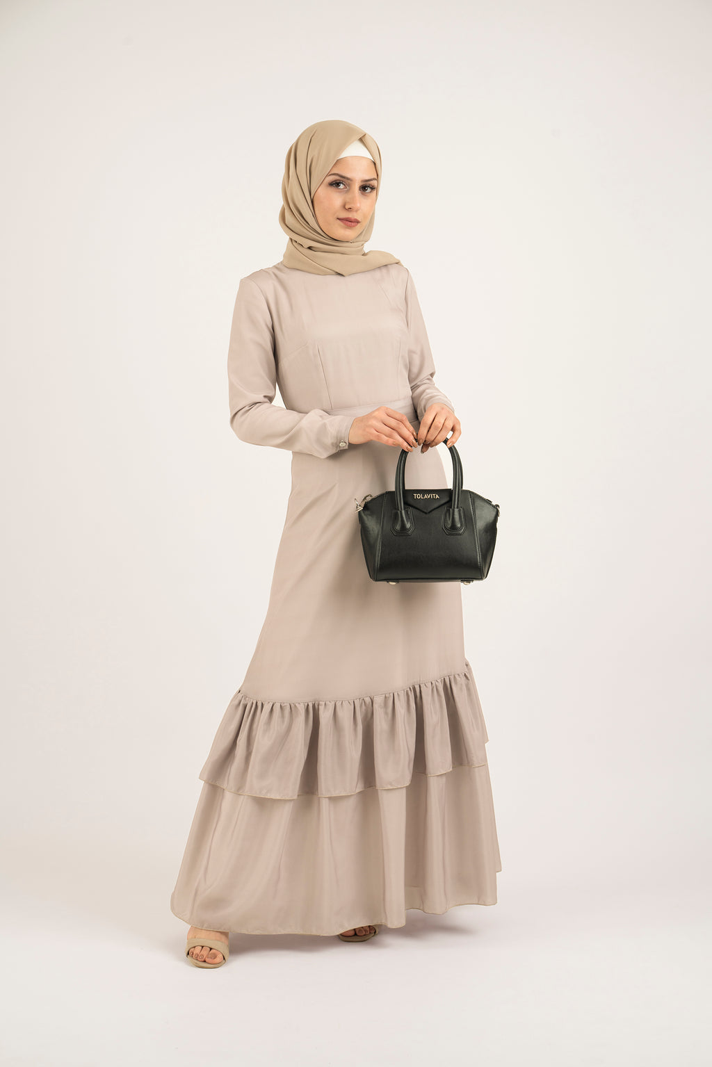 long sleeve waterfall dress Magic Maker Waterfall Sleeves With V-neck Slip Dress