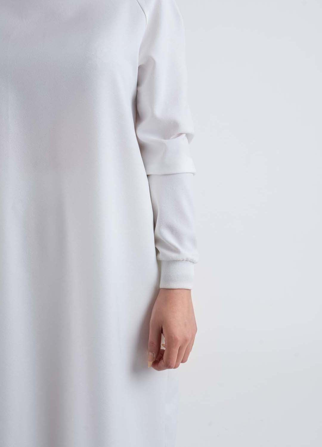 White HOODED Sport Suit - Modest Dresses, Abaya, Long Sleeve dress!
